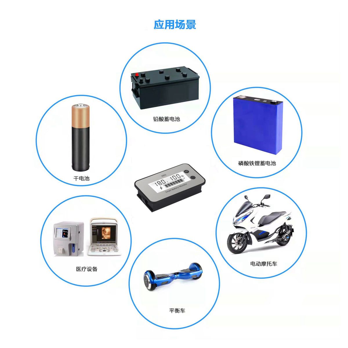 电动车摩托车铅酸铁锂电池三元锂电池电压电量百分比显示器7-100V