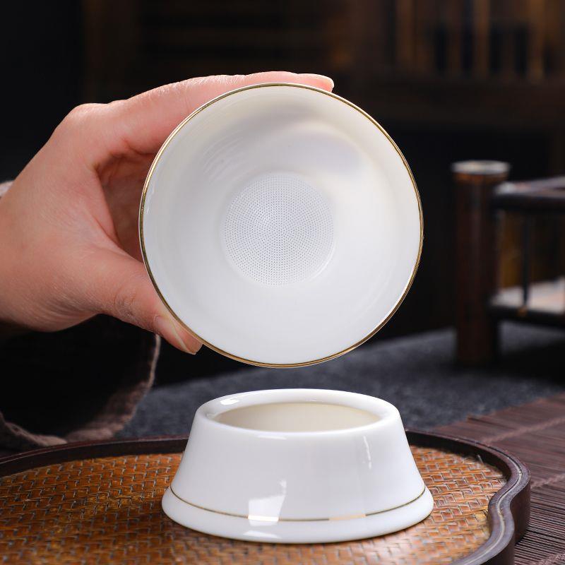 羊脂玉白瓷茶漏器创意家用