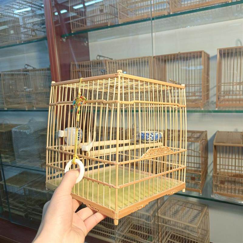 竹制绣眼鸟笼扎线绣眼亮笼
