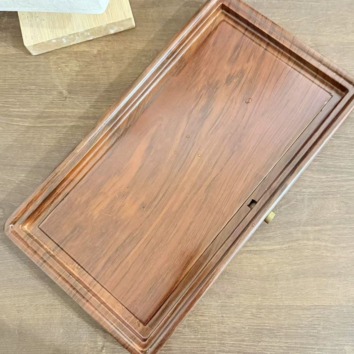 从瓦实木新款功夫整块排水简约茶海长方形托盘