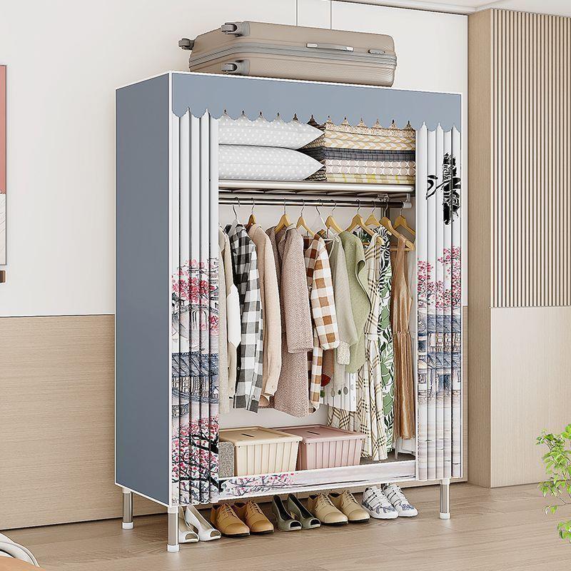 全钢架布衣柜家用卧室单人出租屋房用收纳衣橱钢管加粗加厚布套