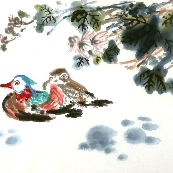刘海粟 芙蓉鸳鸯【朵云轩木版水印】 国画装饰画收藏馈赠家居