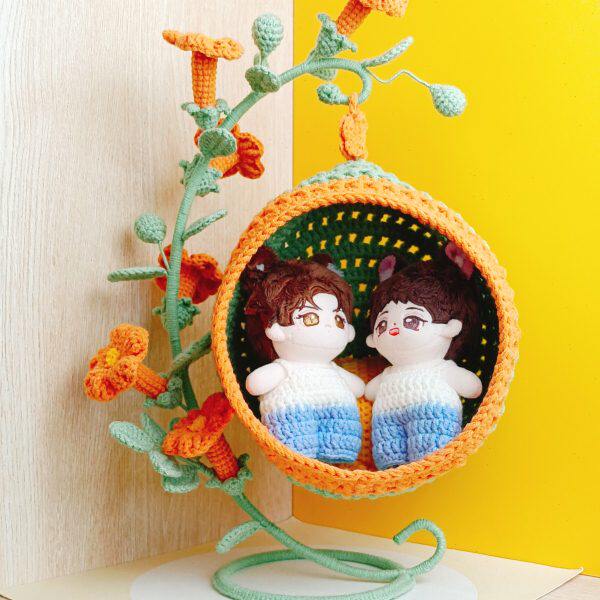 大号玩偶娃用花架宠物窝吊篮手工钩织成品礼物15cm20cm棉花娃娃
