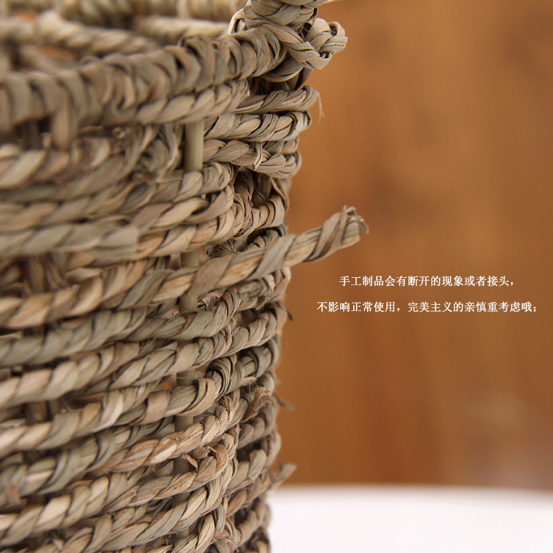 创意田园手工编织花盆草编花篮欧式假花藤编柳编干花插花手提壁挂