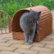 猫笼子便携外出手提猫笼藤编猫窝猫篮子车载宠物笼猫屋旅行遛猫包
