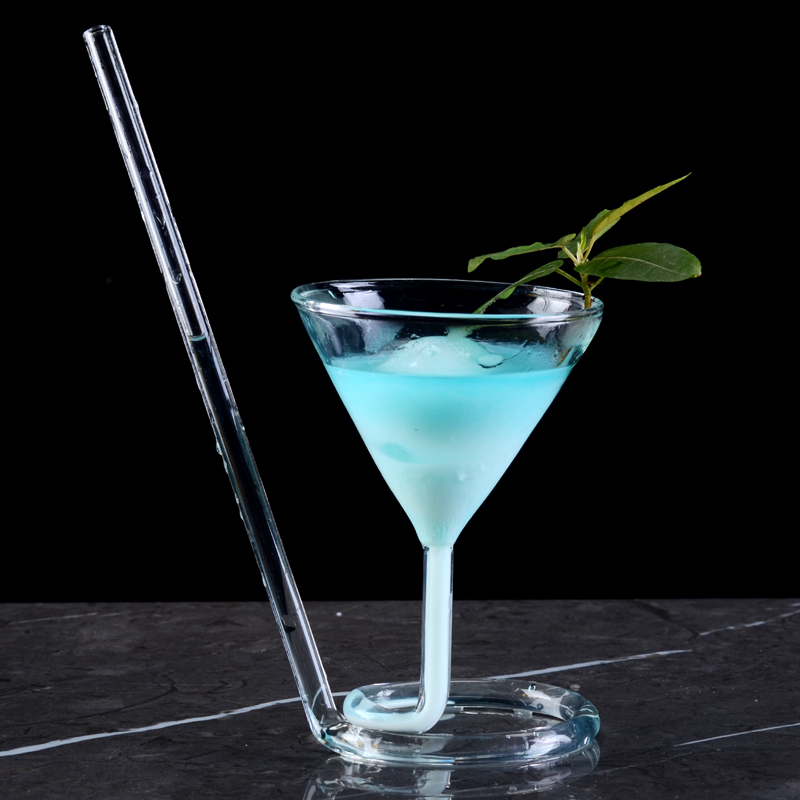 螺旋鸡尾酒杯创意吸血鬼杯长尾鸡尾酒杯旋转马天尼酒杯玻璃吸管杯