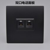 黑色双口电话插座免打二位语音信息模块RJ11三类插口两位电话面板