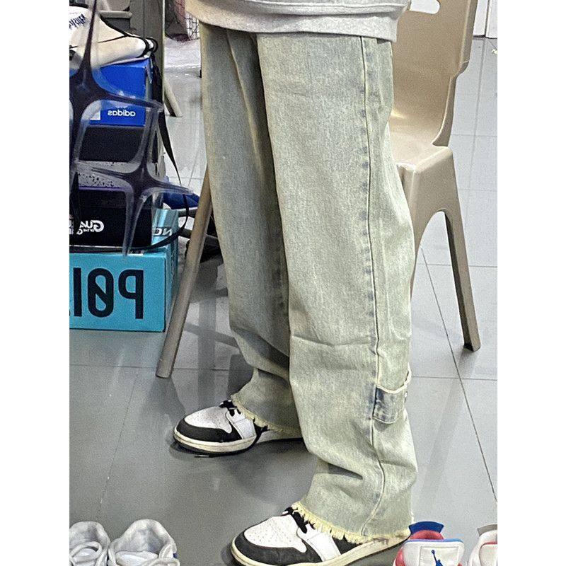 美式童装复古水洗黄泥染牛仔裤女春季设计感高腰直筒毛边阔腿裤子,童装/婴儿装/亲子装,儿童牛仔裤,淘宝优惠券,粉丝福利购,淘宝优惠卷