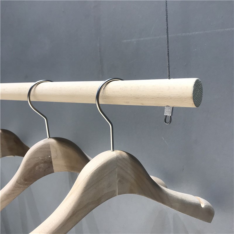 服装店展示架上墙挂衣杆原木吊杆上墙壁挂吊架童装女装店货架吊挂