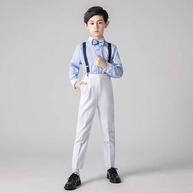 儿童礼服套装小男孩表演主持人花童背带裤男童钢琴合唱演出服装夏