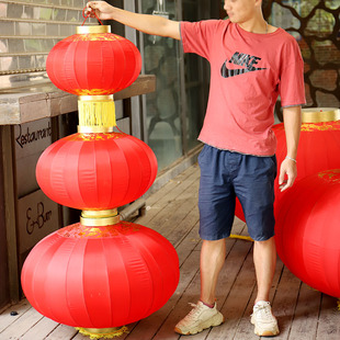 创禧2021年大红色双龙钢丝防雨布大灯笼别墅路边路灯杆装饰灯笼