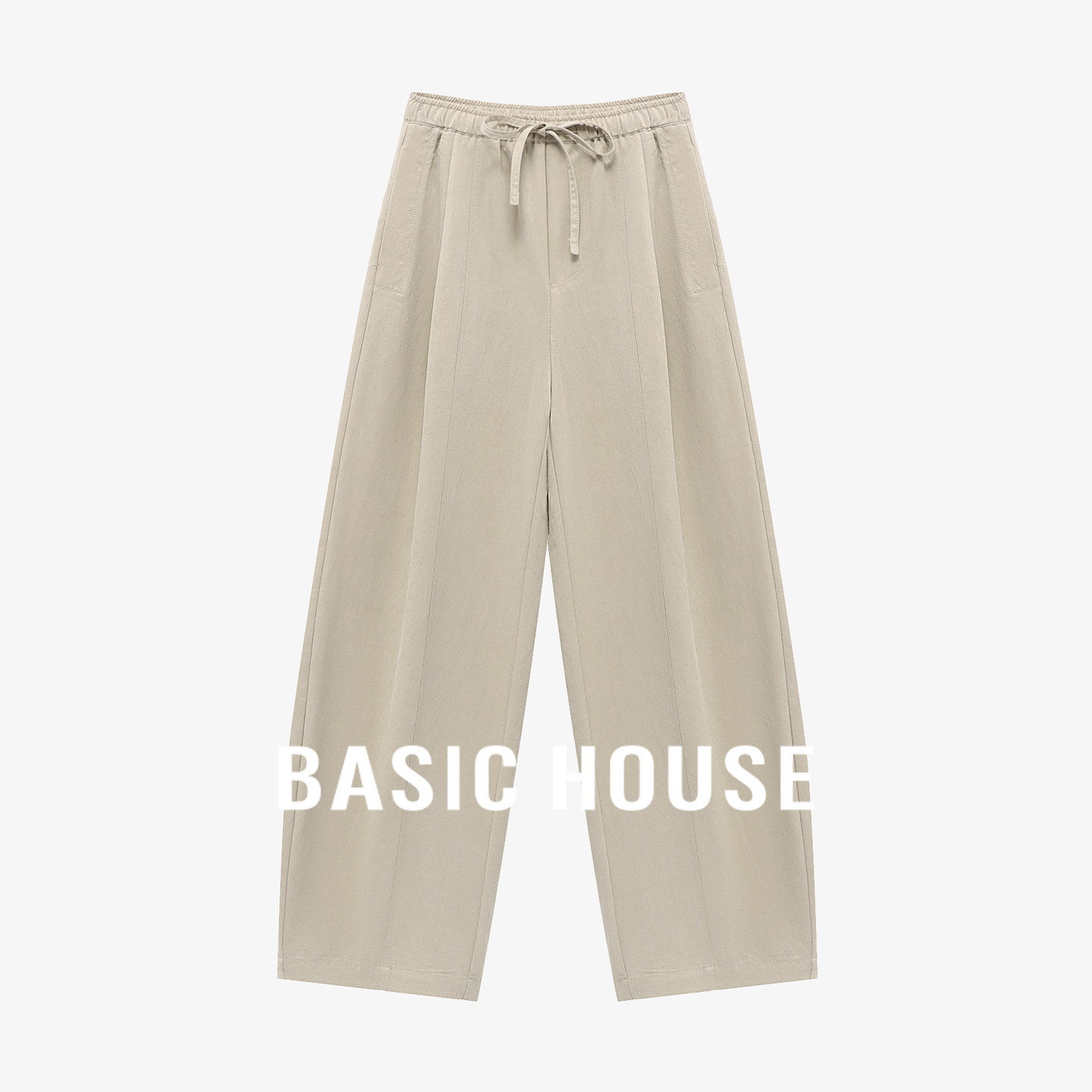 Basic House/百家好莱赛尔抽绳休闲裤女夏季宽松垂感阔腿裤小个子