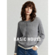 Basic House 百家好圆领绞花假两件绵羊毛毛衣女秋冬保暖百搭上衣