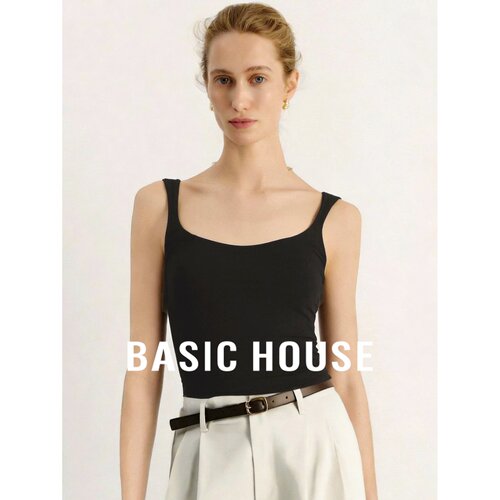 Basic House/百家好U领背心女外穿内搭百搭基础款吊带上衣设计感