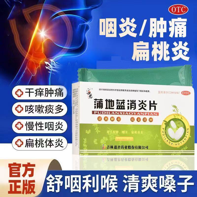 抗炎消肿清热解毒 疖肿咽炎扁桃体炎 道君蒲地蓝消炎片24片/盒