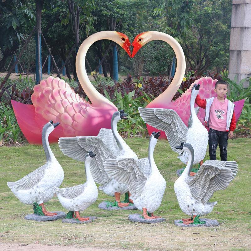 仿真大白鹅雕塑摆件户外花园天鹅模型庭院农场店门口假鹅动物装饰