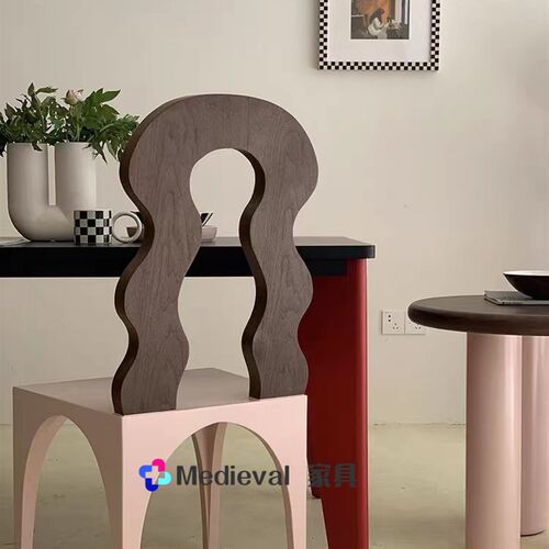 中古实木餐椅北欧侘寂风个性家用样板房餐椅咖啡厅高靠背接待椅