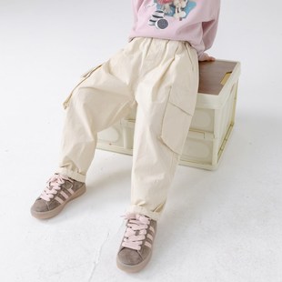 哈依鲁女童春秋季新款时尚宽松工装裤儿童中大童小学生休闲裤