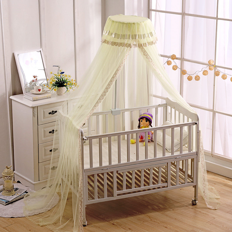 婴儿床蚊帐带支架公主风落地宫廷夹式开门儿童蒙古包宝宝蚊帐罩