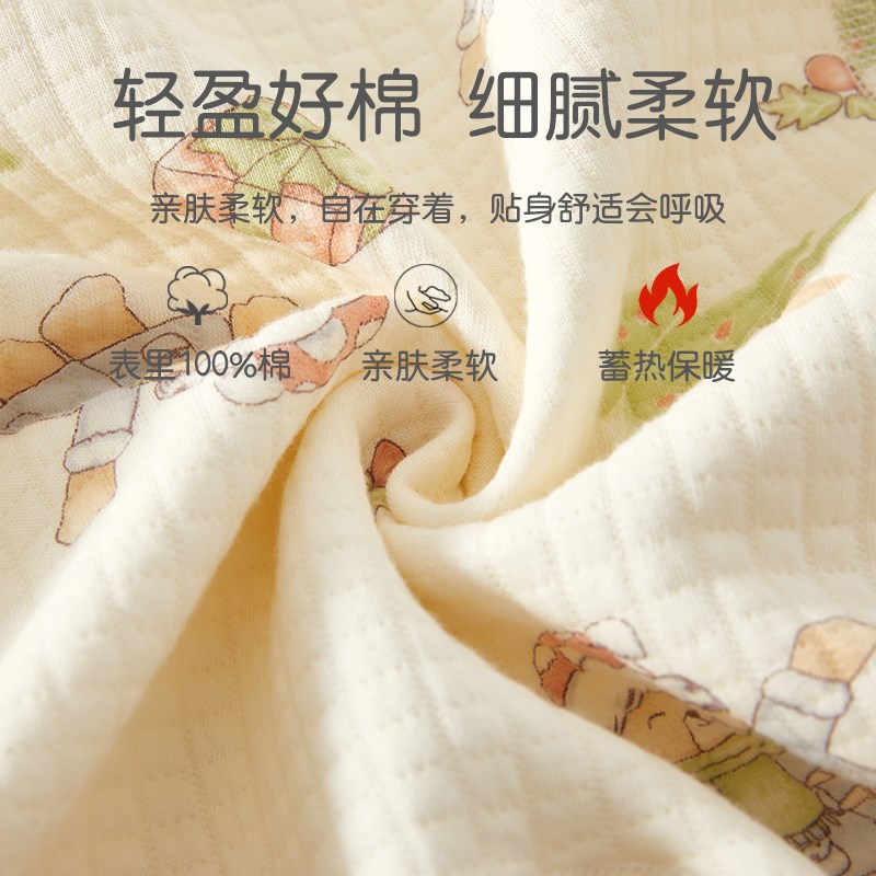 新生儿婴儿衣服春秋新款分体套装初生宝宝冬季夹棉保暖打底a类棉3