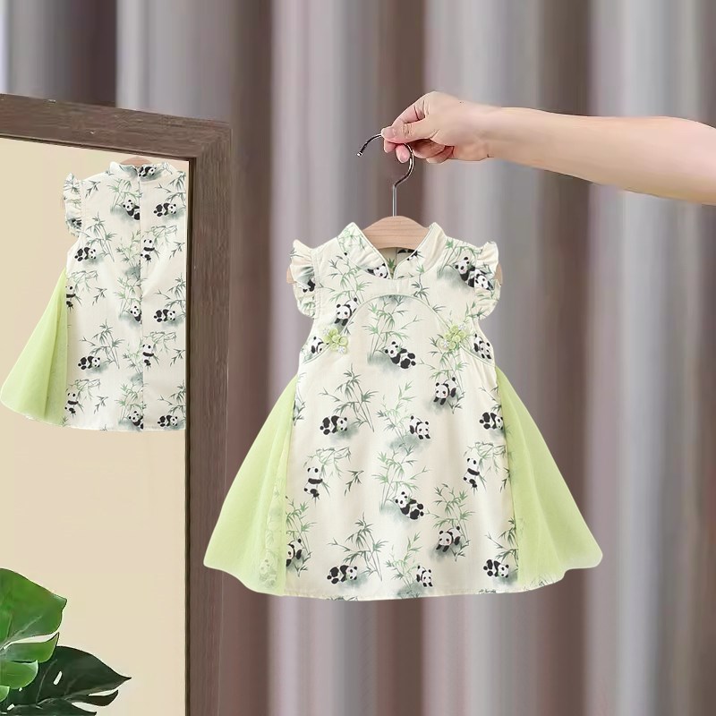 女童旗袍连衣裙夏装儿童公主裙中国风汉服宝宝一周岁礼服夏季裙子