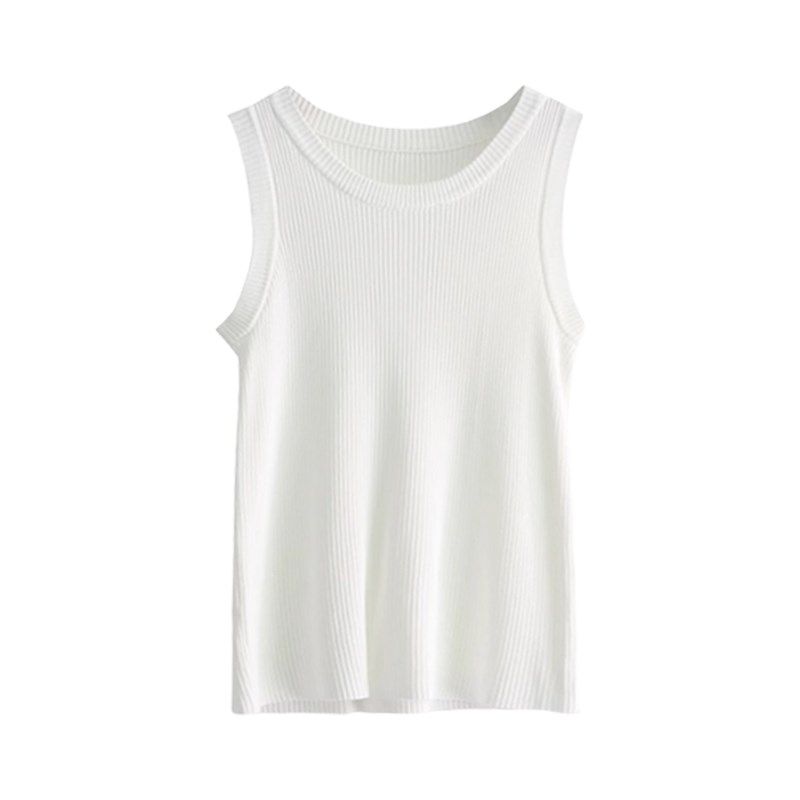 秋冬打底针织吊带背心女大码胖mm无袖修身外穿遮副乳上衣白色内搭