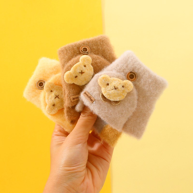 男宝宝手套冬季保暖半指分指翻盖0-1-2-3岁4女婴儿手指套幼儿童萌