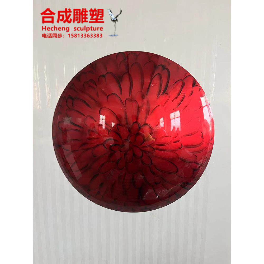 现代背景墙不锈钢圆盘凹面装饰壁饰轻奢客厅金属凸面彩绘圆形壁挂