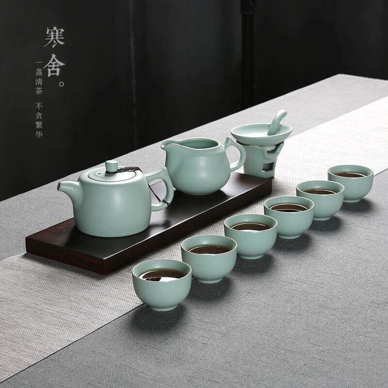 汝窑茶具陶瓷功夫茶具套组家用客厅简约汝瓷开片整套茶壶茶杯