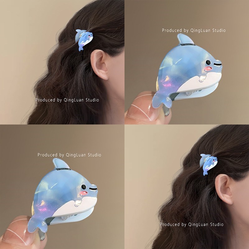 泡泡鲸!可爱醋酸小抓夹!精致海洋系列小号抓夹蓝色海洋刘海夹