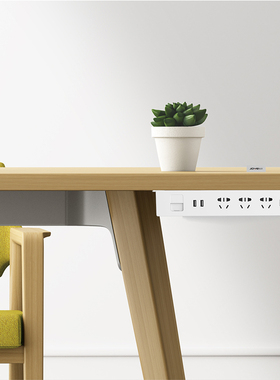 黑色吊挂式插座带USB充电排插白色隐藏式插排五孔安全门保护插板