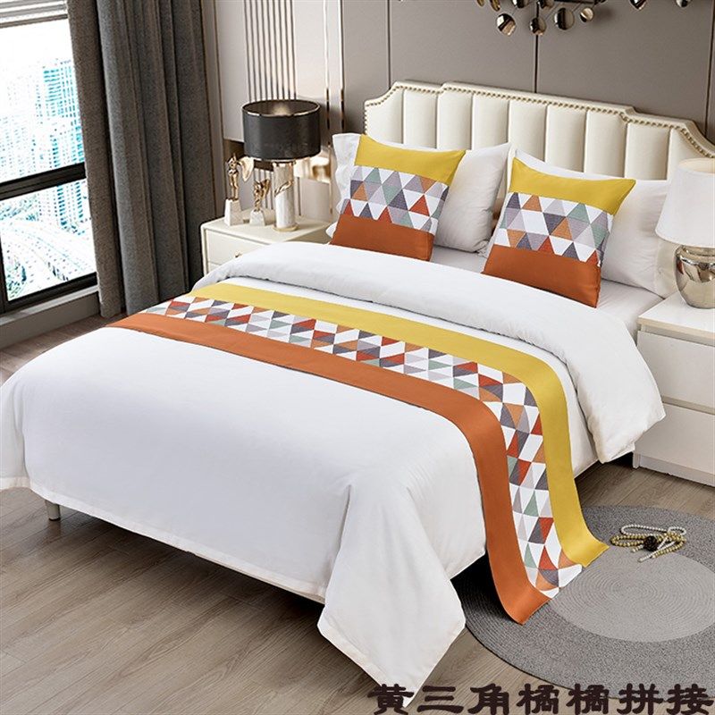 几何简约地中海风格网红酒店高档家用卧室宾馆酒店牀上牀旗牀尾巾