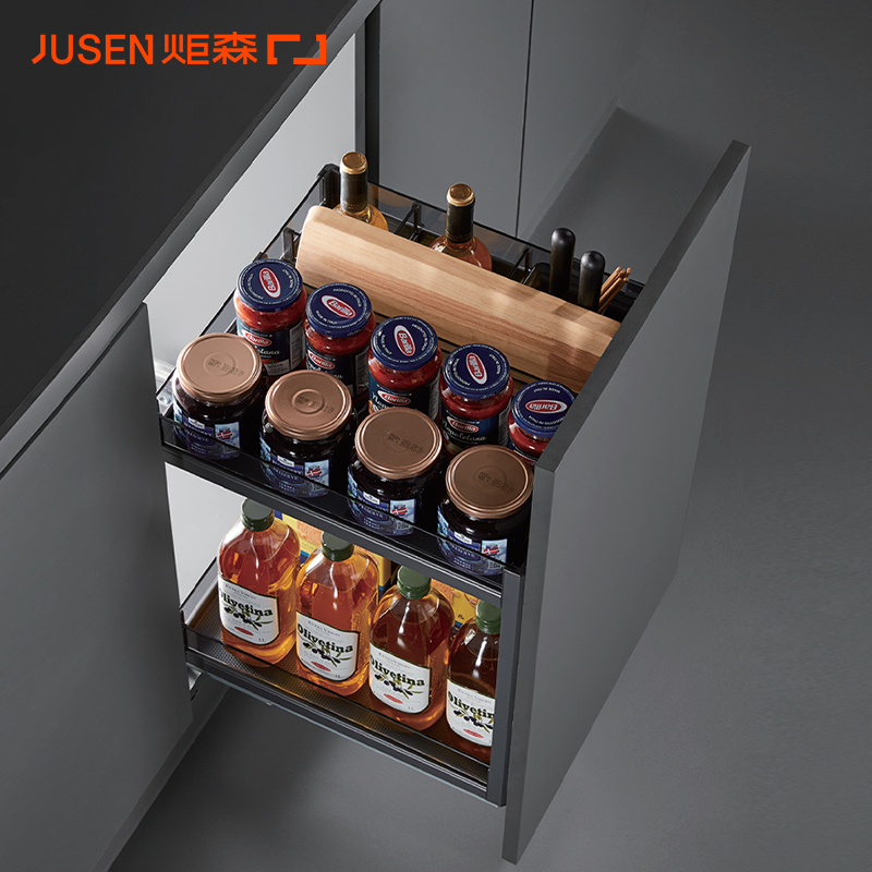 炬森N803-03A银河系列调味料抽家用碗柜厨柜内收纳碗碟碗篮拉篮