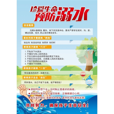 幼儿园珍爱生命防溺水六不准主题墙贴夏天防中暑雷电宣传海报贴纸