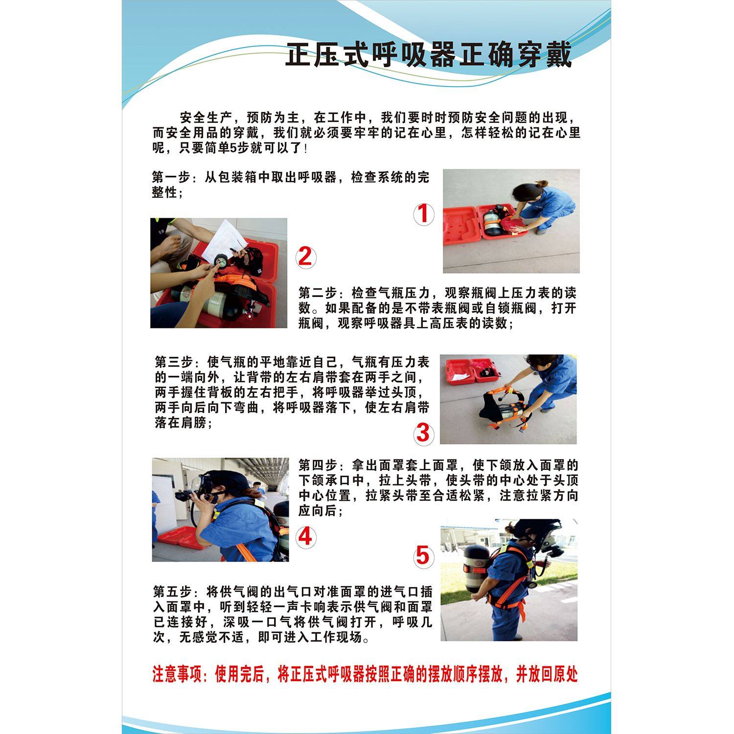 正压式呼吸器正确穿戴示意图墙贴纸挂图写真海报展板印制,家居饰品,软装墙贴,淘宝优惠券,粉丝福利购,淘宝优惠卷