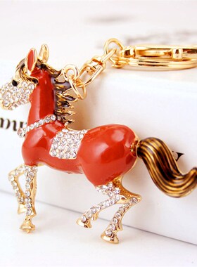 可爱饰品滴油红色生肖马钥匙扣小马汽车钥匙链金属挂件小礼品568