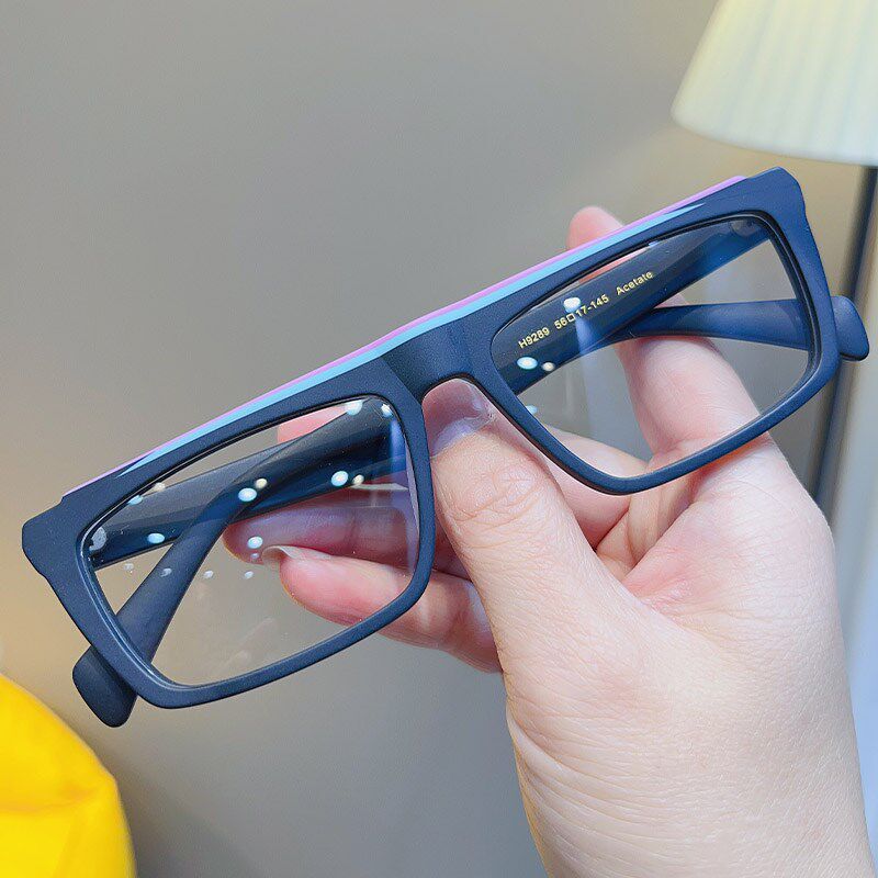 简丹百搭磨砂板材眼镜框r架男女时尚复古粗边拼色大框防蓝光近视