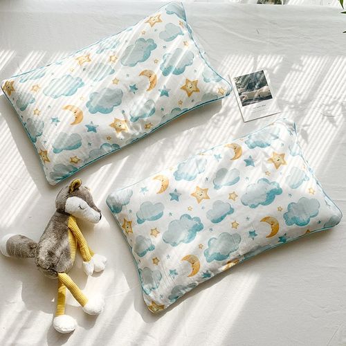 少儿竹棉纤e维四季款透气枕套夏季款婴幼儿A类撞色滚边卡通枕头套