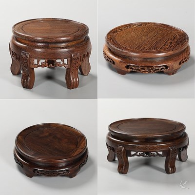 红木圆形花架花几鱼缸底座实木花瓶摆件奇石底座佛像瓷器画缸架子