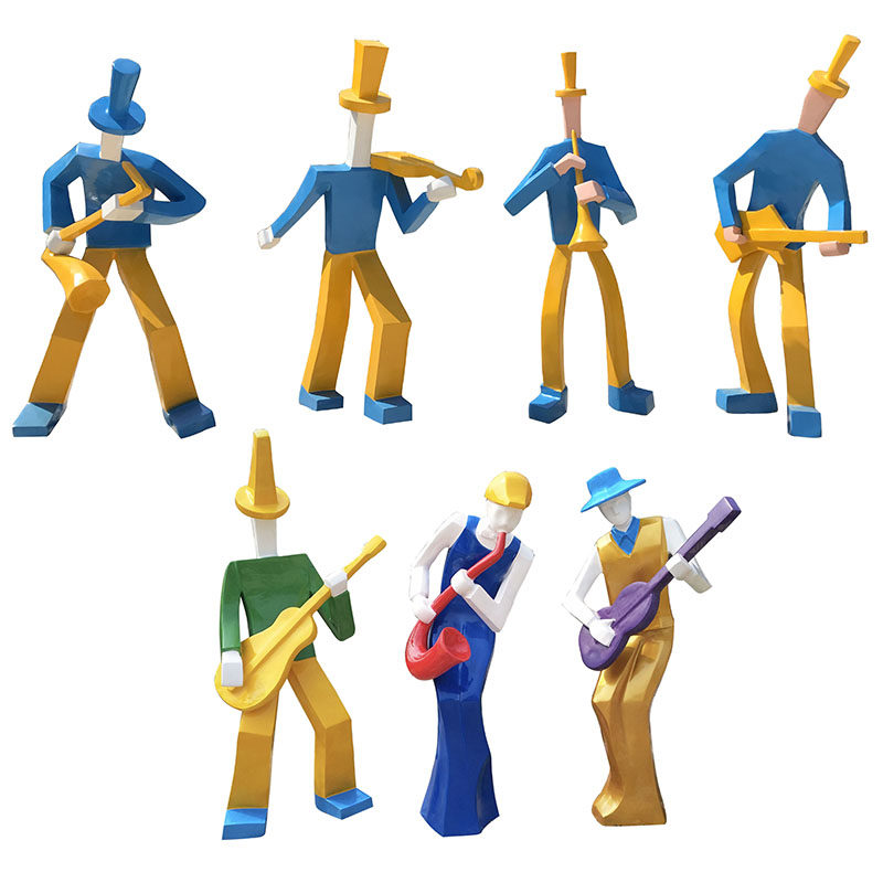 石膏定制招财雕像酒店公园广场酒吧抽象几何切面音乐人物雕塑摆件