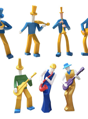 石膏定制招财雕像酒店公园广场酒吧抽象几何切面音乐人物雕塑摆件