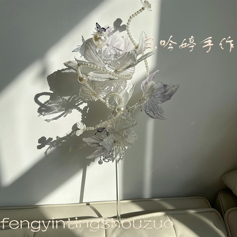 水晶权杖手捧花diny材料包新娘结婚出嫁手工自制重工成品婚纱专用