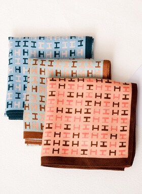 春夏新款小丝巾日常通勤包包丝巾复古时尚花纹小方巾女士领巾