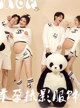 新款影楼孕妇拍照服装情侣运动风摄影孕妇写真孕妈咪针织套装服装