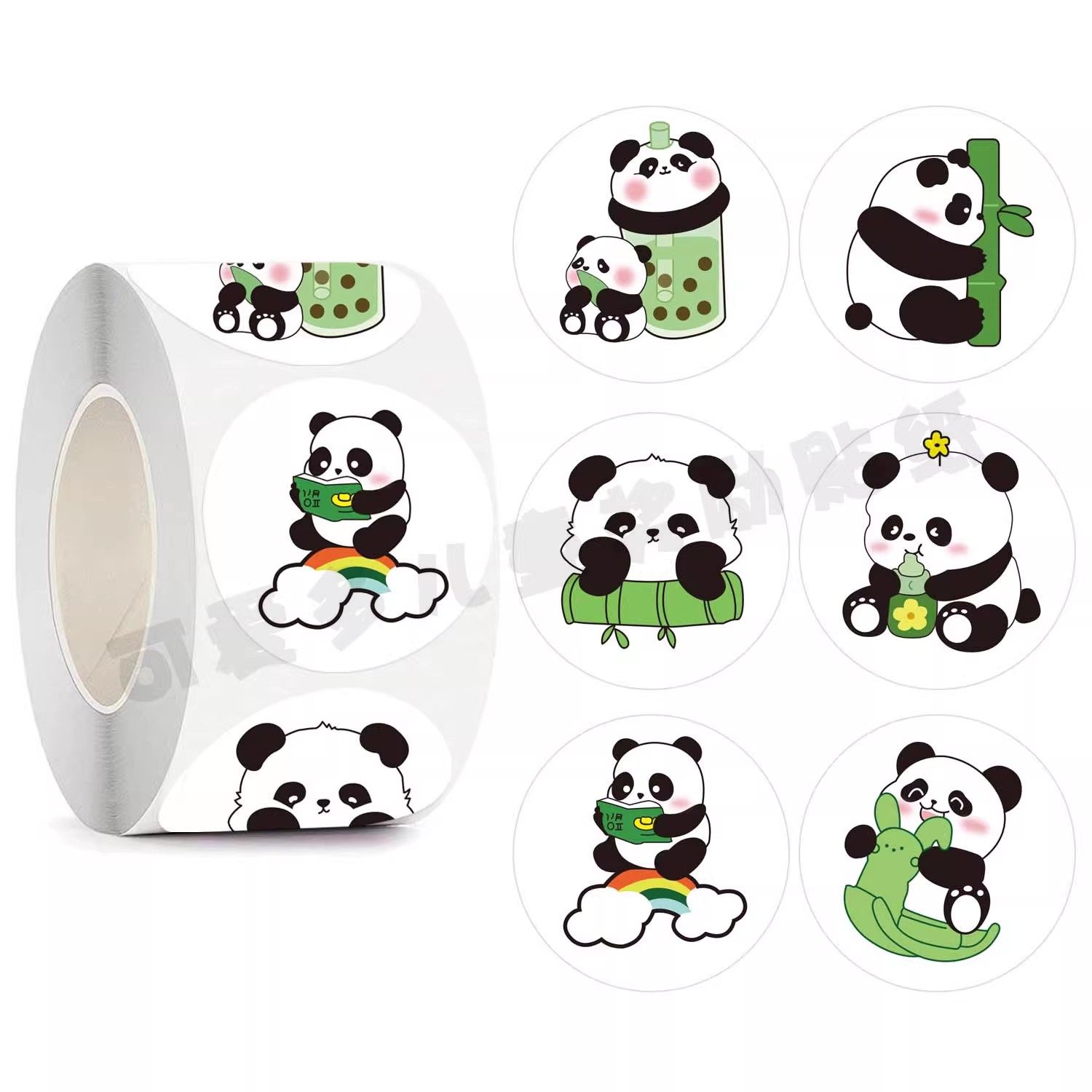 6个设计500贴卷装5CM熊猫贴纸卡通可爱儿童玩具装饰礼物礼品贴画,文具电教/文化用品/商务用品,贴纸/立体贴纸,淘宝优惠券,粉丝福利购,淘宝优惠卷