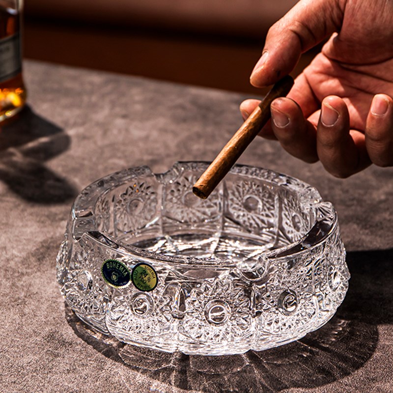 捷克BOHEMI水晶玻璃高档复古烟缸装饰雪茄盒茶几烟灰缸礼品