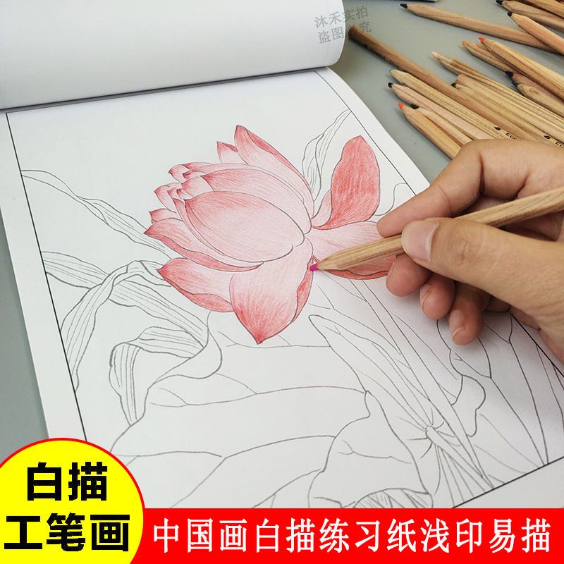 绘画描线本控笔国画初学者套装山水毛笔中国画白描临摹画册入门篇