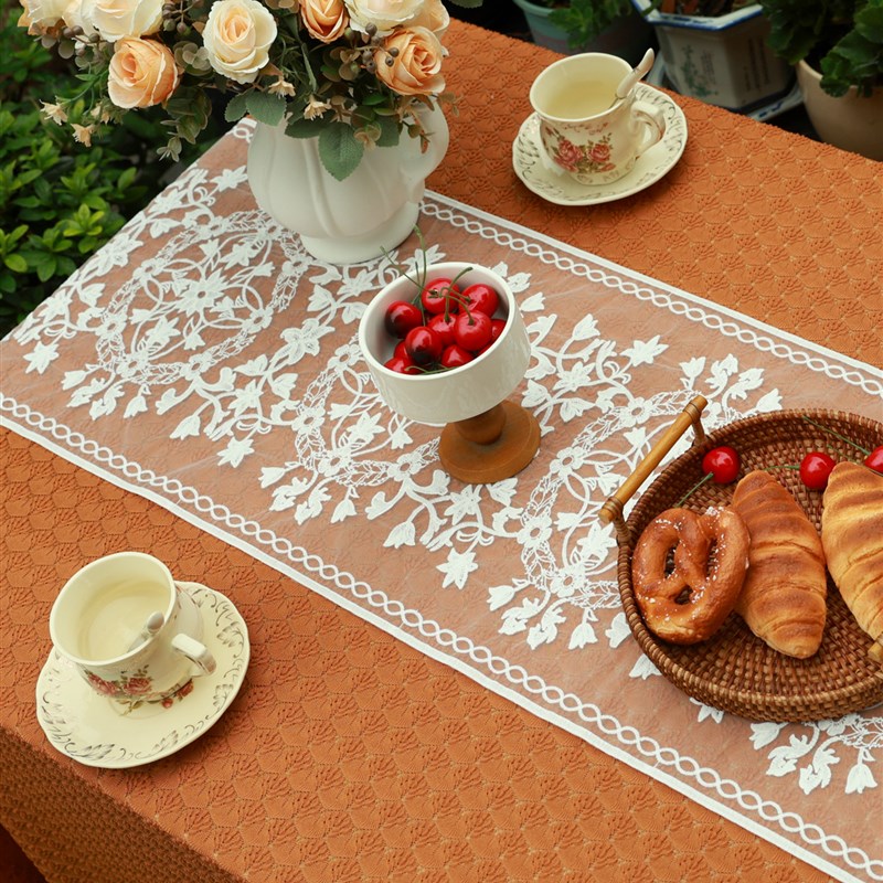 法式复古田园风格高端台布长方形卧室梳妆台蕾丝咖啡桌布照片台布