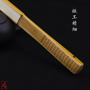 9寸方水磨玉竹折扇立体大锤头小骨翻轮文玩扇子古风苏工扇骨