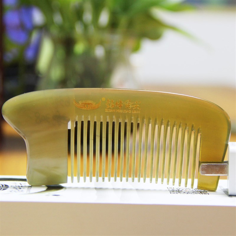 钻牛角尖湘西天然牛角梳子无柄口袋梳按摩梳美发梳刻字63006